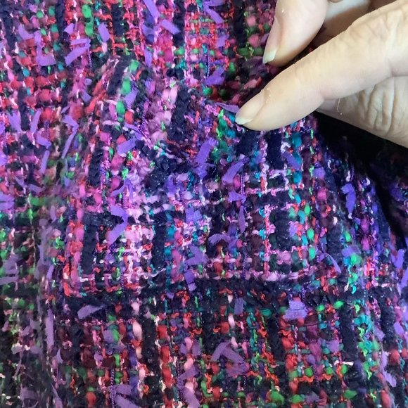 Boden shortsleeve purple black tweed blouse with small front pocket size 10 - Picture 2 of 5